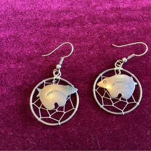Vintage Bear Silver Earrings Native American